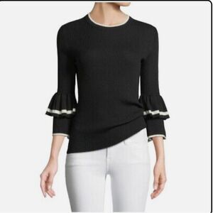 Frame Women's Black Ruffle Sleeve Top